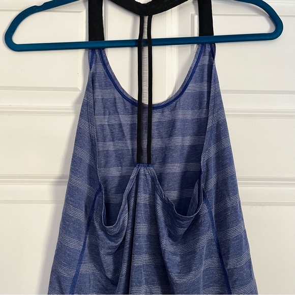 Nike Dri-Fit Women’s Blue/Purple/White Stripped T Back Tank Top W/ Black Accents - Picture 5 of 9